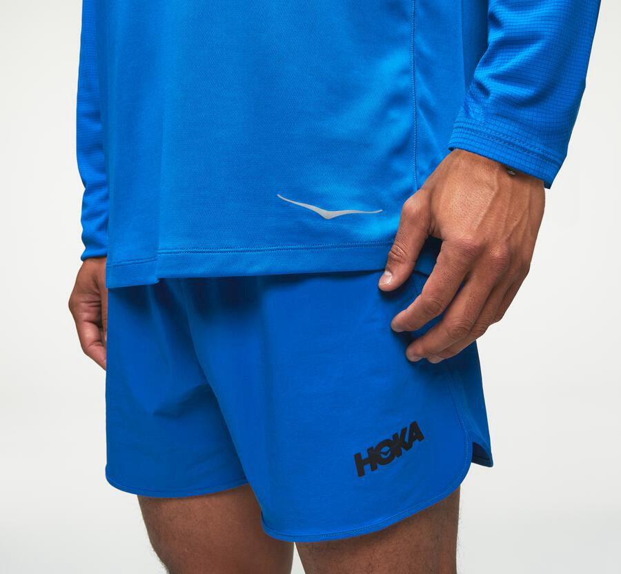 Hoka Australia One One Performance Long Sleeve - Mens Tops Blue - PYBJS-6180